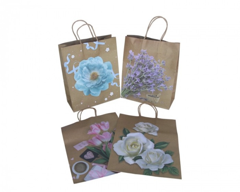 TOREBKA PAPIEROWA 31cm/26cm/11cm eko kwiaty, Torby ozdobne, Art. dekoracyjne i prezentowe
