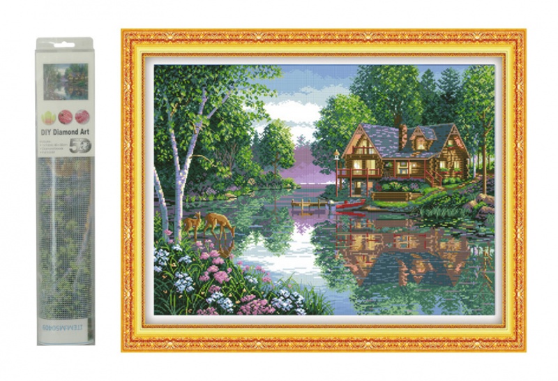 Mozaika diamentowa domek nad jeziorem, Zestawy kreatywne, Art. kreatywne