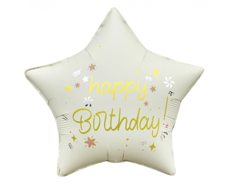 Balon foliowy 18" Gwiazda Happy Birthday, Balony, Art. na okazje i przyjęcia