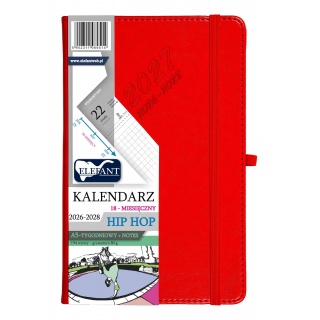 KALENDARZ HIP HOP A5 18 M-CY TYGODN.CZERWONY, Tygodniowe, Kalendarze