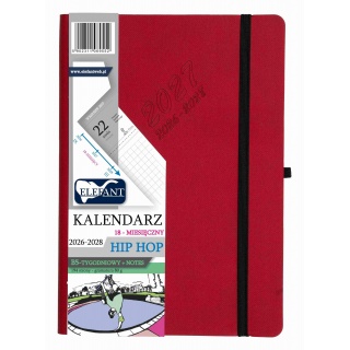 KALENDARZ HIP HOP B5 18 M-CY TYGODN.CZERWONY, Tygodniowe, Kalendarze