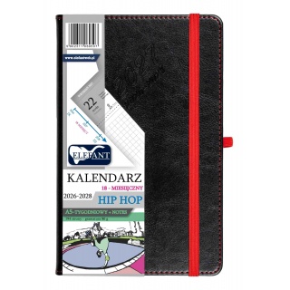 KALENDARZ HIP HOP B5 18 M-CY TYGODN.SZARY, Tygodniowe, Kalendarze