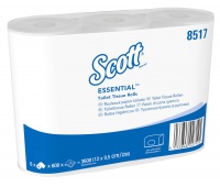 Papier toaletowy SCOTT Essential, 2-warstwowy, 6 rolek x 600 listk&oacute;w, biały, Papiery toaletowe i dozowniki, Artykuły higieniczne i dozowniki