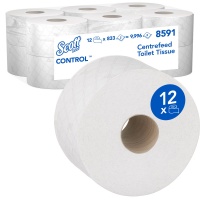 Papier toaletowy SCOTT Control, centralne odwijanie, 2-warstwowy, 204m, 12 rolek x 833 listki, biały, Papiery toaletowe i dozowniki, Artykuły higieniczne i dozowniki