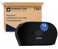 Dozownik podw&oacute;jny do papieru toaletowego KIMBERLY-CLARK, 7187, centralne odwijanie, czarny, Papiery toaletowe i dozowniki, Artykuły higieniczne i dozowniki