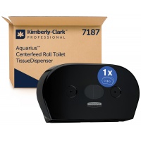 Dozownik podw&oacute;jny do papieru toaletowego KIMBERLY-CLARK, 7187, centralne odwijanie, czarny, Papiery toaletowe i dozowniki, Artykuły higieniczne i dozowniki
