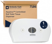 Dozownik podw&oacute;jny do papieru toaletowego KIMBERLY-CLARK, 7186, centralne odwijanie, biały, Papiery toaletowe i dozowniki, Artykuły higieniczne i dozowniki