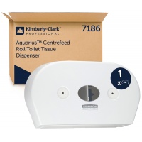 Dozownik podw&oacute;jny do papieru toaletowego KIMBERLY-CLARK, 7186, centralne odwijanie, biały, Papiery toaletowe i dozowniki, Artykuły higieniczne i dozowniki