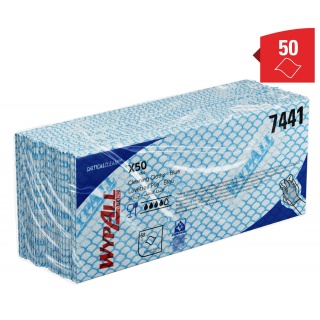 Czyściwo składane WYPALL X50, Critical Clean, wł&oacute;kninowe, 41,8x22,1cm, 50 szt., niebieskie, Ręczniki papierowe i dozowniki, Artykuły higieniczne i dozowniki