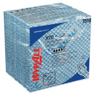 Czyściwo składane WYPALL X70 Critical Clean, wł&oacute;kninowe, 35x35cm, 40 szt., niebieskie, Ręczniki papierowe i dozowniki, Artykuły higieniczne i dozowniki
