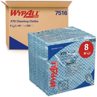 Czyściwo składane WYPALL X70 Critical Clean, wł&oacute;kninowe, 35x35cm, 40 szt., niebieskie, Ręczniki papierowe i dozowniki, Artykuły higieniczne i dozowniki