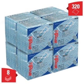 Czyściwo składane WYPALL X70 Critical Clean, wł&oacute;kninowe, 35x35cm, 40 szt., niebieskie, Ręczniki papierowe i dozowniki, Artykuły higieniczne i dozowniki