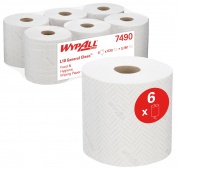 Ręcznik papierowy WYPALL L10 General Clean, centralne odwijanie, 1-warstwowy, 6 rolek x 630 listk&oacute;w, biały, Ręczniki papierowe i dozowniki, Artykuły higieniczne i dozowniki
