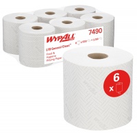 Ręcznik papierowy WYPALL L10 General Clean, centralne odwijanie, 1-warstwowy, 6 rolek x 630 listk&oacute;w, biały, Ręczniki papierowe i dozowniki, Artykuły higieniczne i dozowniki