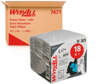 Czyściwo składane WYPALL L40+ Power Clean, 1-warstwowe, 30,4x31,7cm, 18 x 56 listk&oacute;w, białe, Ręczniki papierowe i dozowniki, Artykuły higieniczne i dozowniki