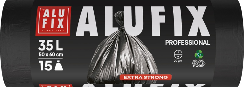 Worki na śmieci ALUFIX Professional, LDPE, 50x60cm, 20 &mu;m, 35l, 15 szt., czarne, Worki, Artykuły higieniczne i dozowniki
