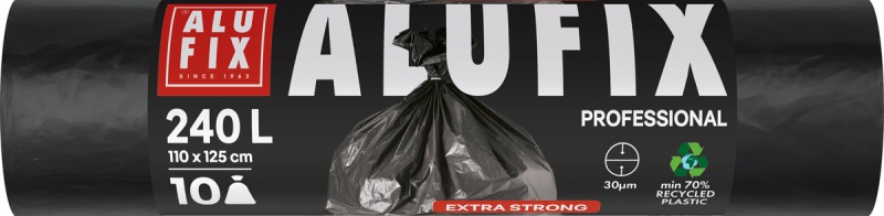Worki na śmieci ALUFIX Professional, LDPE, 110x125cm, 30 &mu;m, 240l, 10 szt., czarne, Worki, Artykuły higieniczne i dozowniki