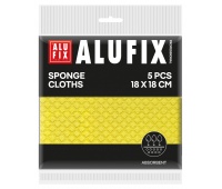 Ściereczki gąbkowe ALUFIX Professional, 18x18cm, 5 szt., ż&oacute;łte, Akcesoria do sprzątania, Artykuły higieniczne i dozowniki