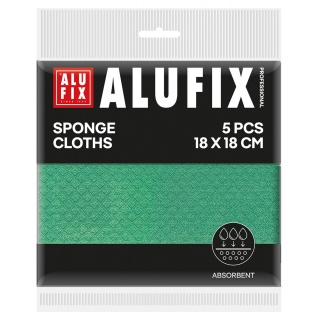 Ściereczki gąbkowe ALUFIX Professional, 18x18cm, 5 szt., zielone, Akcesoria do sprzątania, Artykuły higieniczne i dozowniki