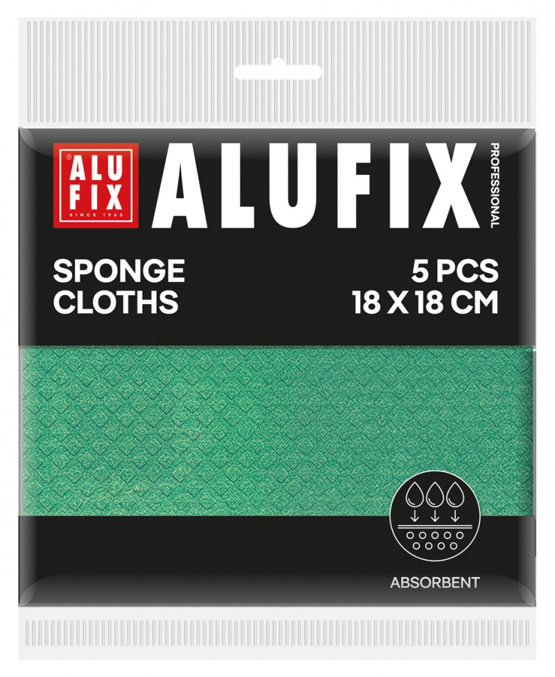 Ściereczki gąbkowe ALUFIX Professional, 18x18cm, 5 szt., zielone, Akcesoria do sprzątania, Artykuły higieniczne i dozowniki