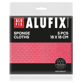 Ściereczki gąbkowe ALUFIX Professional, 18x18cm, 5 szt., r&oacute;żowe, Akcesoria do sprzątania, Artykuły higieniczne i dozowniki
