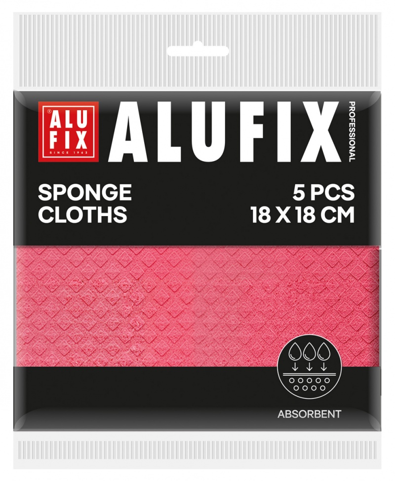 Ściereczki gąbkowe ALUFIX Professional, 18x18cm, 5 szt., r&oacute;żowe, Akcesoria do sprzątania, Artykuły higieniczne i dozowniki