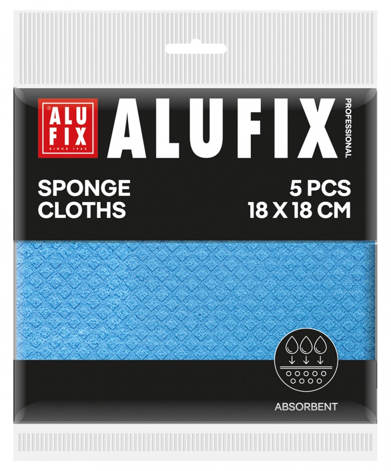 Ściereczki gąbkowe ALUFIX Professional, 18x18cm, 5 szt., niebieskie, Akcesoria do sprzątania, Artykuły higieniczne i dozowniki