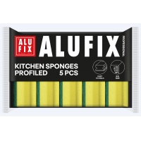 Gąbki kuchenne ALUFIX Professional, profilowane długie, 145x60x45mm, 5 szt., ż&oacute;łte, Akcesoria do sprzątania, Artykuły higieniczne i dozowniki