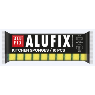 Gąbki kuchenne ALUFIX Professional, 100x70x30mm, 10 szt., ż&oacute;łte, Akcesoria do sprzątania, Artykuły higieniczne i dozowniki
