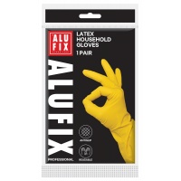Rękawiczki domowe lateksowe ALUFIX Professional, 30g, rozmiar M, ż&oacute;łte, Akcesoria do sprzątania, Artykuły higieniczne i dozowniki