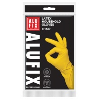 Rękawiczki domowe lateksowe ALUFIX Professional, 30g, rozmiar L, ż&oacute;łte, Akcesoria do sprzątania, Artykuły higieniczne i dozowniki