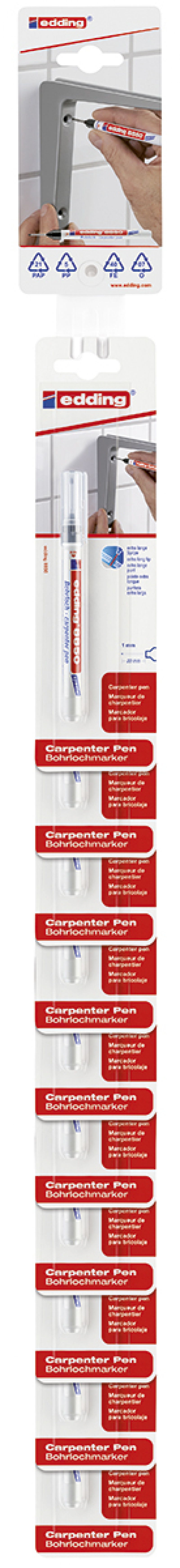 Marker z długą końc&oacute;wką E-8850 EDDING, 1 mm, 10 szt., ekspozytor clip strip, czarny, Markery, Artykuły do pisania i korygowania