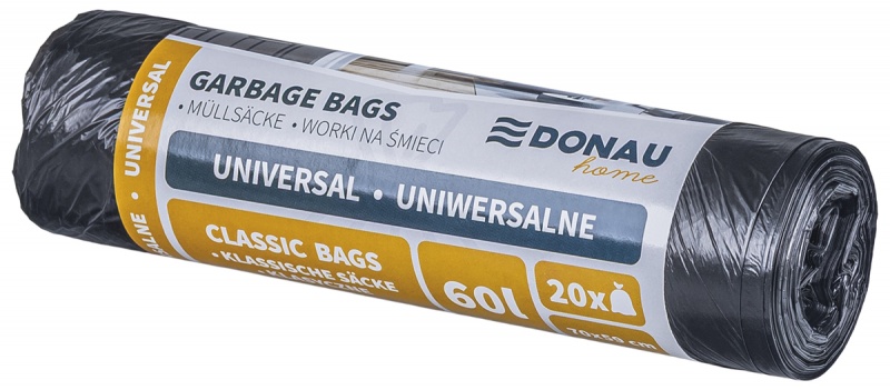 Trash bags DONAU HOME, universal, 60l, 20 pcs., black