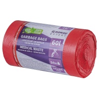 Worki na odpady medyczne DONAU EXPERT, LDPE, 60l, 50 szt., czerwone, Worki, Artykuły higieniczne i dozowniki