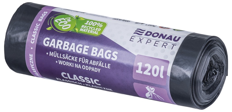 Worki na odpady DONAU EXPERT, klasyczne, LDPE, 120l, 10 szt., czarne, Worki, Artykuły higieniczne i dozowniki