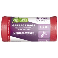 Medical waste bags DONAU EXPERT, LDPE, 120l, 25 pcs., red