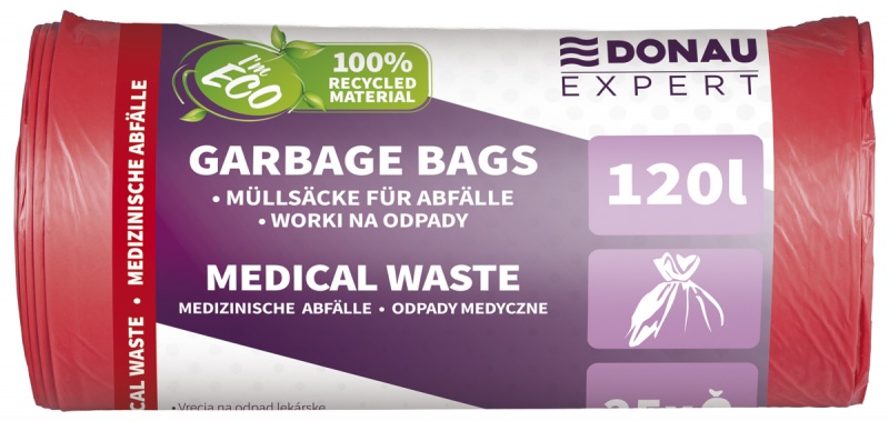 Worki na odpady medyczne DONAU EXPERT, LDPE, 120l, 25 szt., czerwone, Worki, Artykuły higieniczne i dozowniki