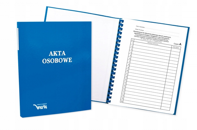 TECZKA DO AKT OSOB.ABCDE ZADR.BINDA WEW.NIEB.TO, Akta osobowe, Organizacja dokument&oacute;w