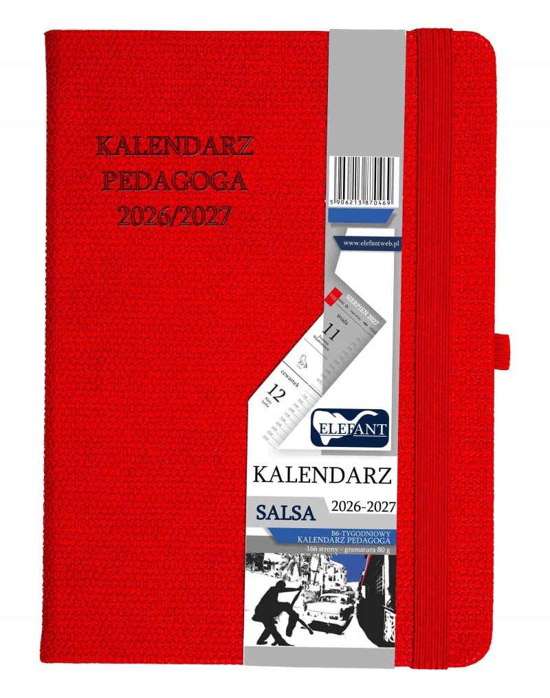 KALENDARZ PEDAGOGA SALSA B6 TYGODN.CZERWONY, Nauczyciela i akademickie, Kalendarze