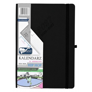 KALENDARZ HIP HOP B5 18 M-CY TYGODN.CZARNY 26/28, Tygodniowe, Kalendarze