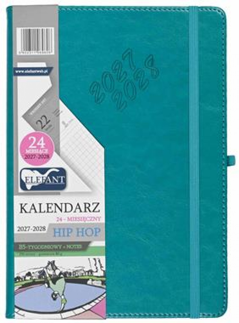 KALENDARZ HIP HOP B5 24 M-CE TYGODN.CZARNY 2027/28, Tygodniowe, Kalendarze