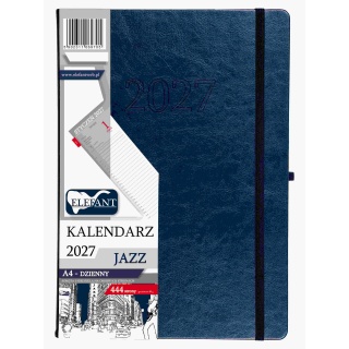 KALENDARZ JAZZ A4 DZIENNY GRANATOWY 2027, Dzienne, Kalendarze