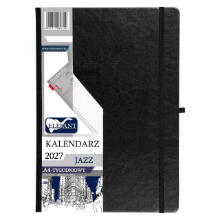 KALENDARZ JAZZ A4 TYGODNIOWY CZARNY 2027, Tygodniowe, Kalendarze