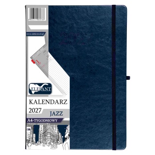 KALENDARZ JAZZ A4 TYGODNIOWY GRANATOWY 2027, Tygodniowe, Kalendarze
