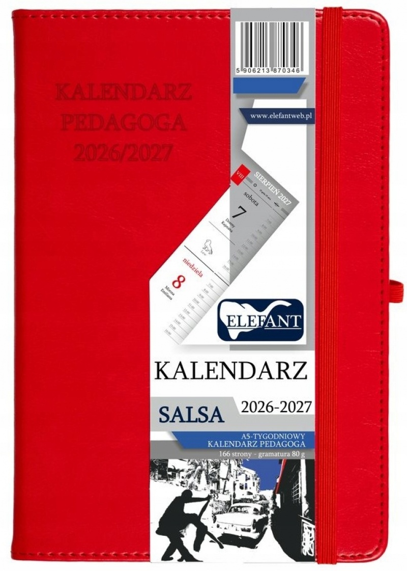 KALENDARZ PEDAGOGA SALSA A5 TYG.CZERWONY 2026/27, Nauczyciela i akademickie, Kalendarze
