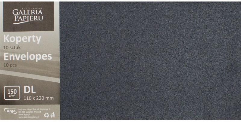 KOPERTA OZD. DL 150GR.PEARL CZARNY /10/, Koperty, Koperty i akcesoria do wysyłek