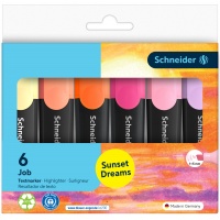 Zakreślacz SCHNEIDER Job Sunset Dreams, 1-5 mm, 6 szt., w etui, mix kolor&oacute;w, Textmarkery, Artykuły do pisania i korygowania