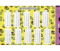 PLAKAT ELEKTROSTATYCZNY TABLICZKA MNOŻENIA KIWI, Pozostałe, Galanteria papiernicza