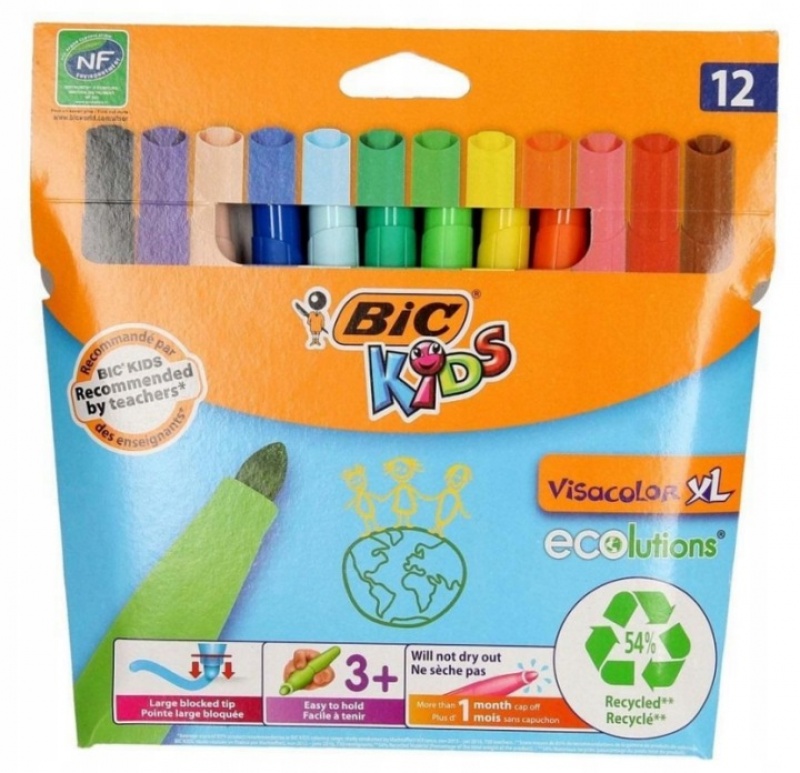 PISAKI VISACOLOR XXL 12 KOL., Flamastry, Plastyka