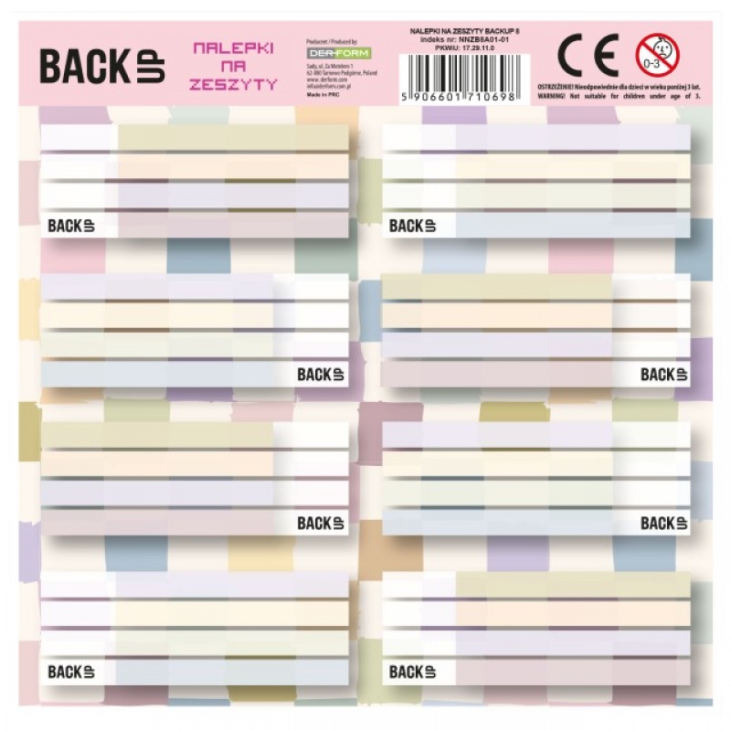 NALEPKI NA ZESZYTY BACKUP 8 A 01 /25/, Okładki i dodatki, Zeszyty i bloki